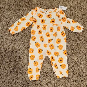 Old Navy Cream and Orange Pumpkin Bodysuit